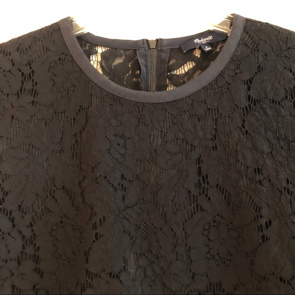 Madewell Black Lace Short Sleeve Top, Small - Picture 4 of 8